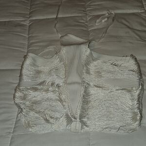 White Textured Crop Top